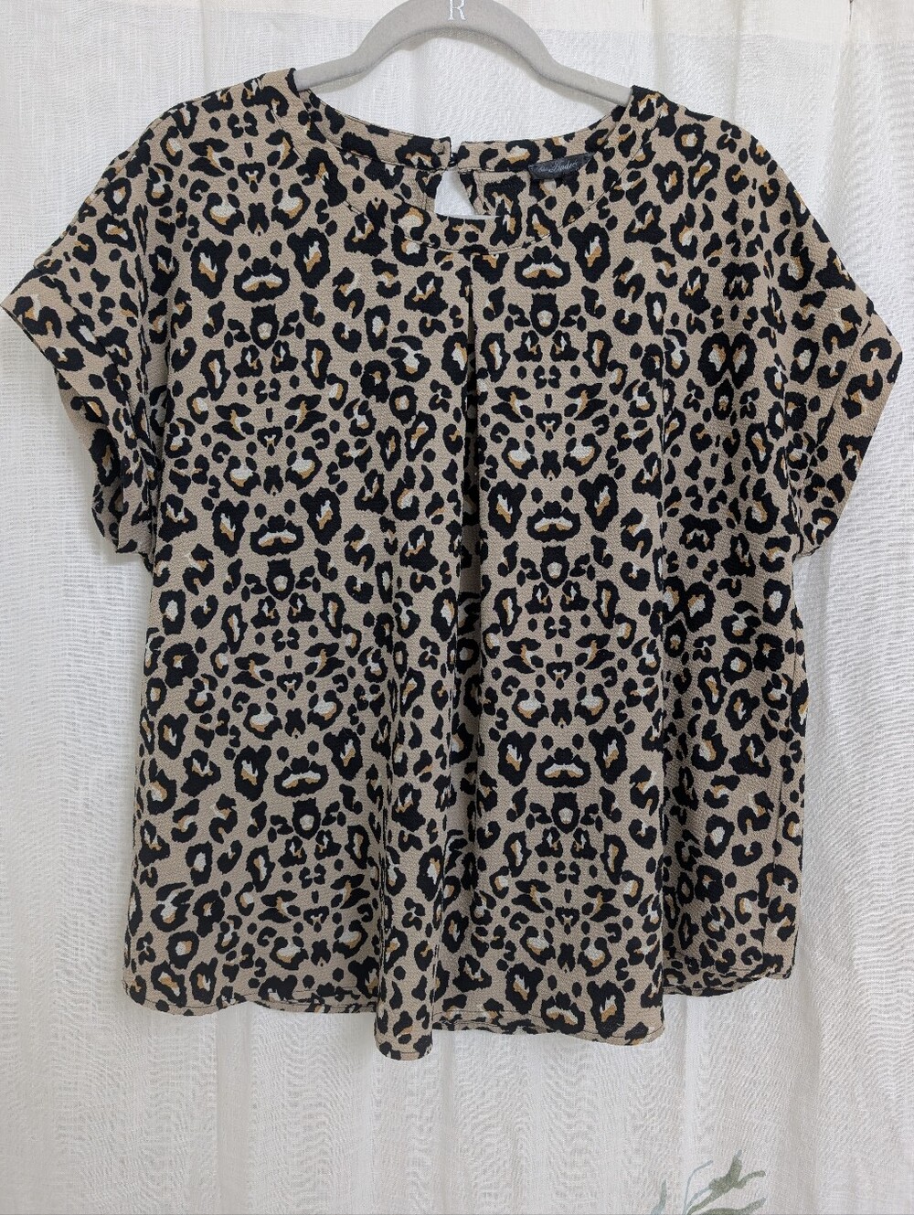 Andre by Unit Leopard Print Blouse XL Neutral Animal Print Top
